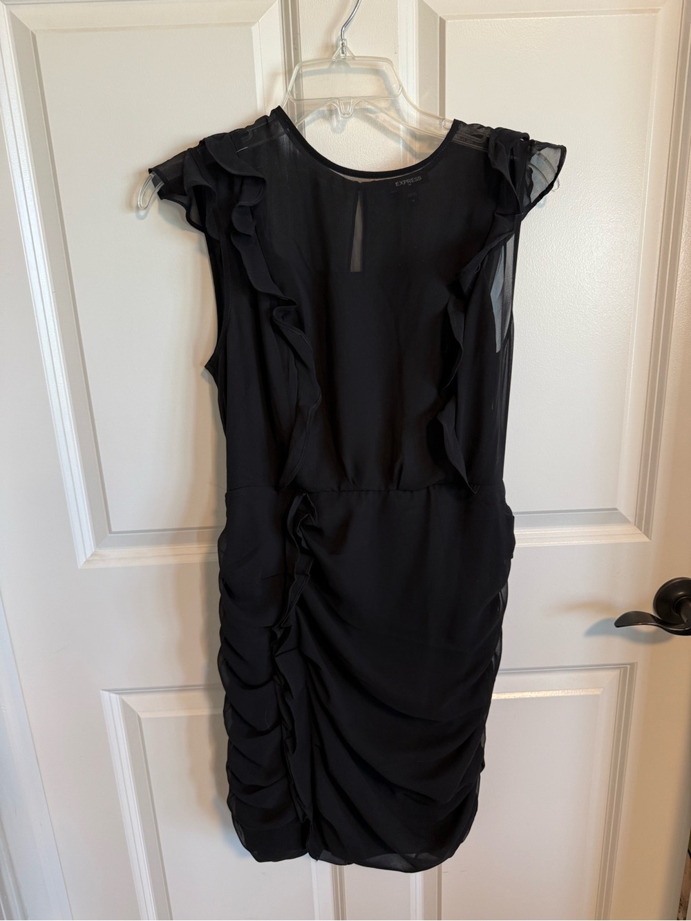 Express Black Ruffle Sheath Mini Dress